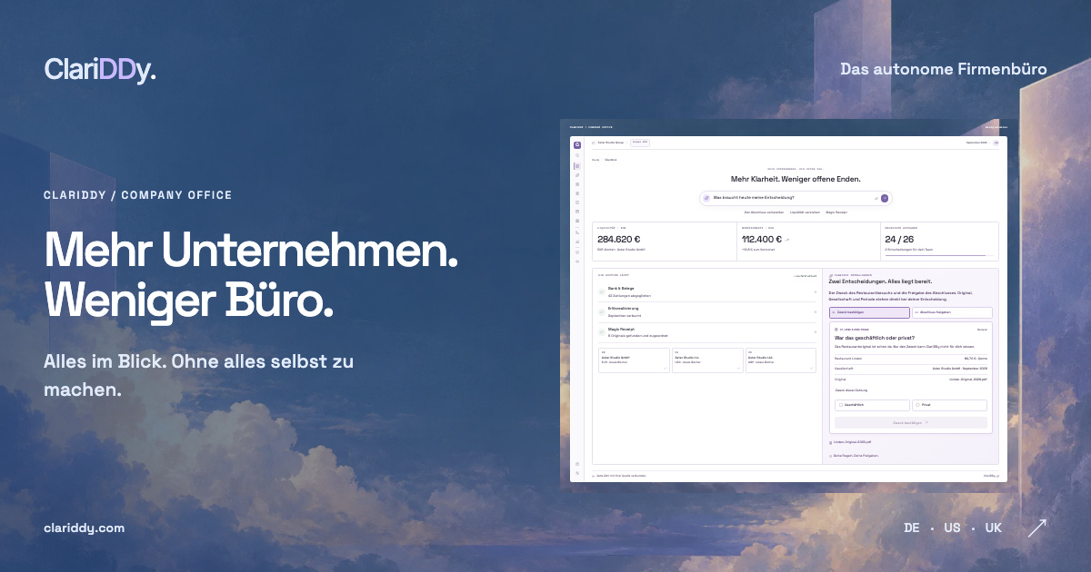Mehr Unternehmen. Weniger Büro. Alles im Blick. Ohne alles selbst zu machen.