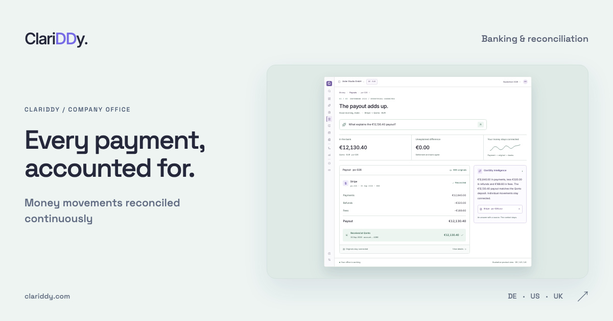 Every payment, accounted for. Money movements reconciled continuously